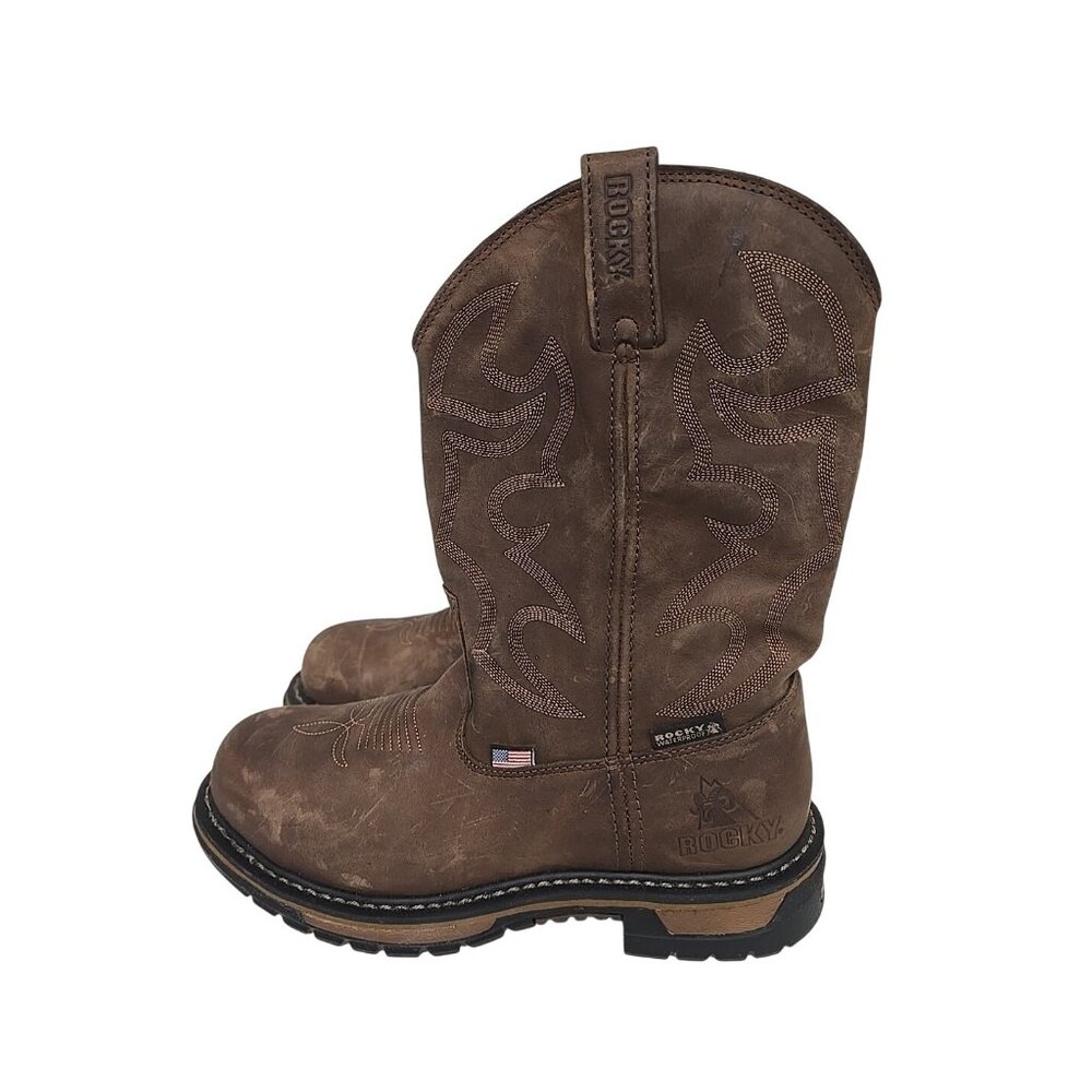 Rocky Men's RKW0419 Original Ride USA Steel Toe Western Work Boot Brown  8.5M - Picture 4 of 7